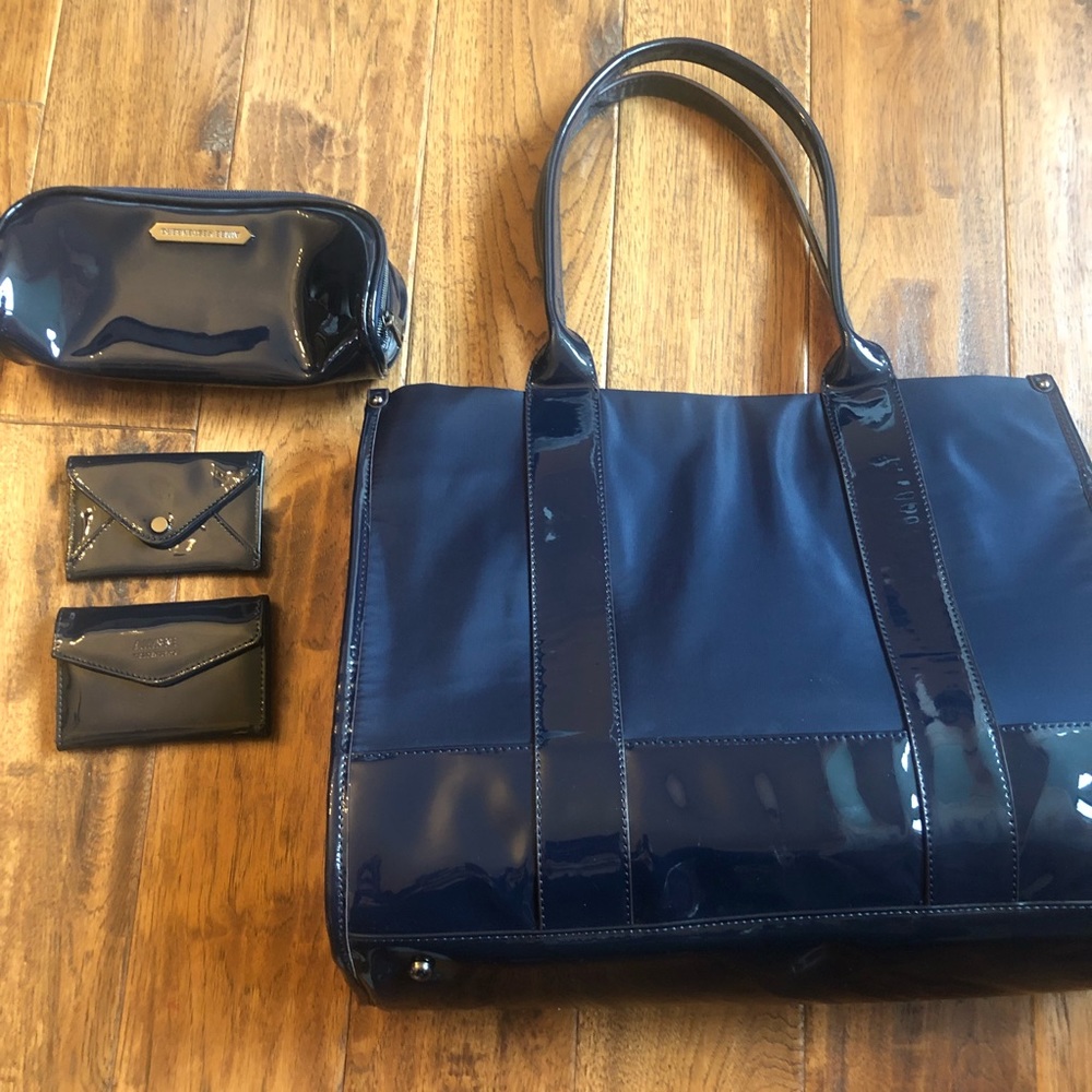 Aimee Kestenberg Navy Tote Satchel with Accessories